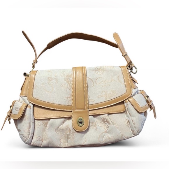 Source Unknown Handbags - vintage Boach dupe canvas and leather shoulder bag